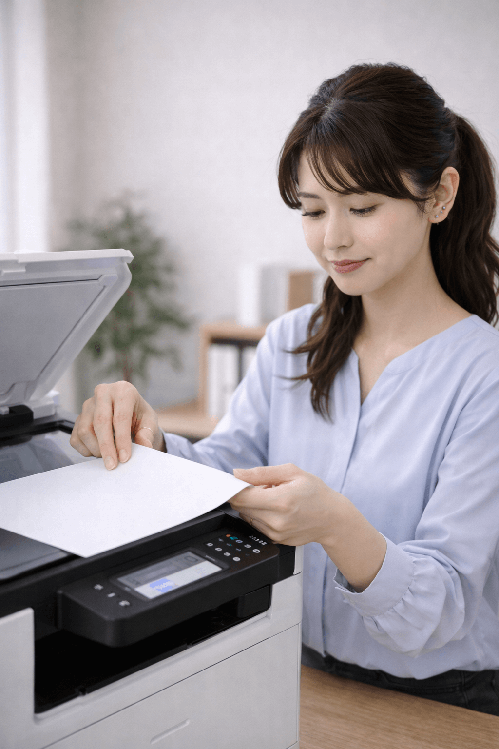 印刷機を使っている女性
