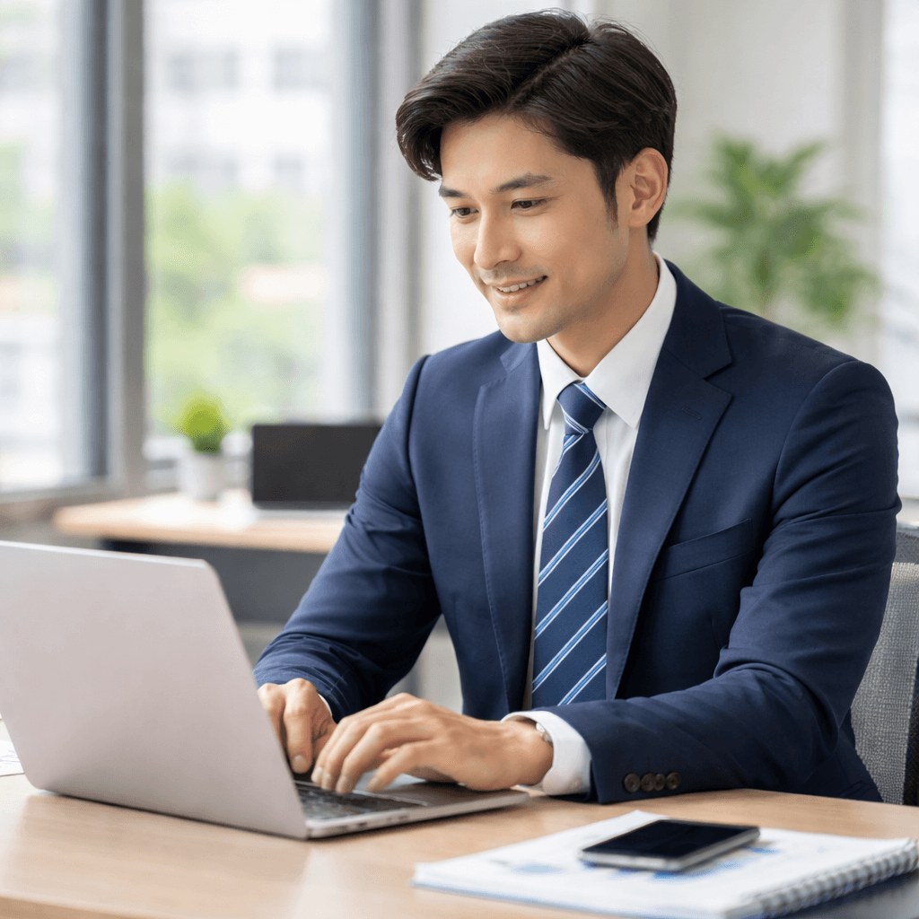 パソコンを触っている男性