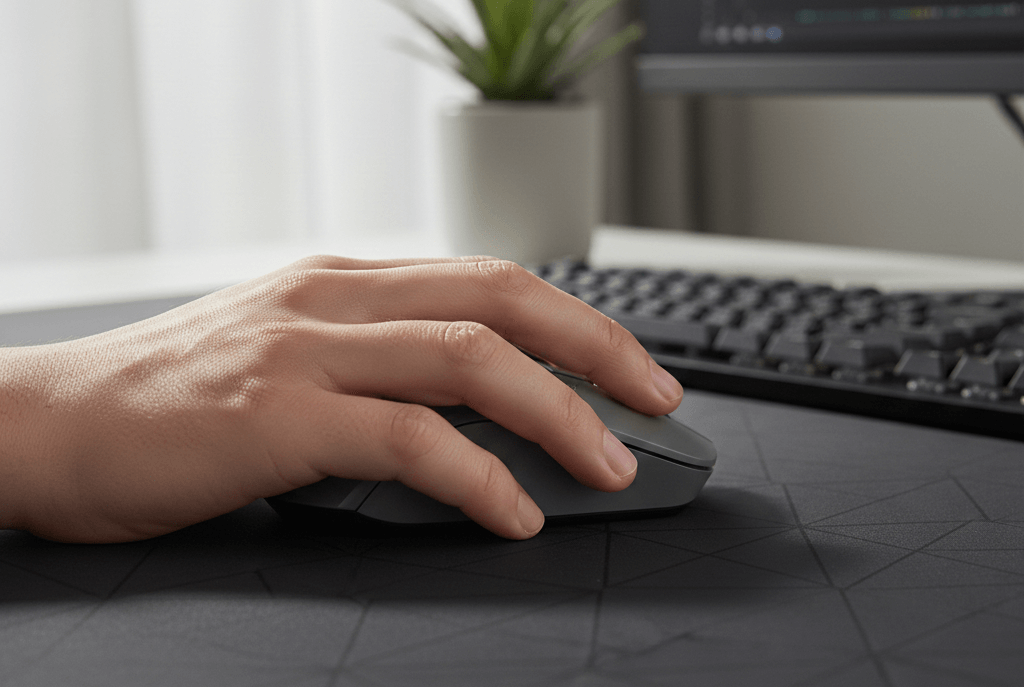 マウスを触る手